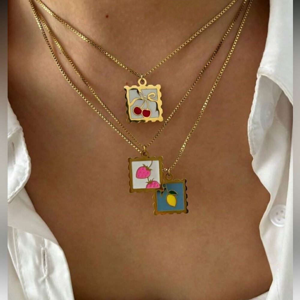 Gold Cherry Pendant Necklace A1382